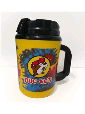 BUC-EE'S 52 OZ Travel Mug Jug Tumbler BUCEES Yellow Tie Dye Thermo-Serv USA Made